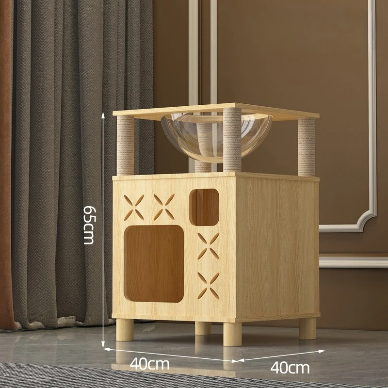 Árbol para gatos multicapa en madera maciza con hamaca y torre de lujo - imagen 5