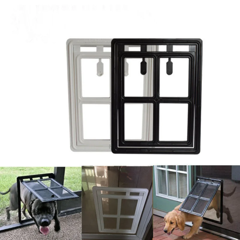 Puerta de plástico bloqueable para mascotas, ventana a prueba de mosquitos, puerta de solapa de seguridad, túnel para mascotas, valla para perros, acceso libre L - imagen 4