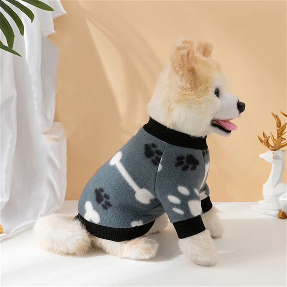 Sudaderas con capucha con estampado clásico para cachorros, perros y gatos, Polar, ropa cálida de invierno para mascotas para perros pequeños, jerséis para Chihuahua, suéteres para mascotas - imagen 3