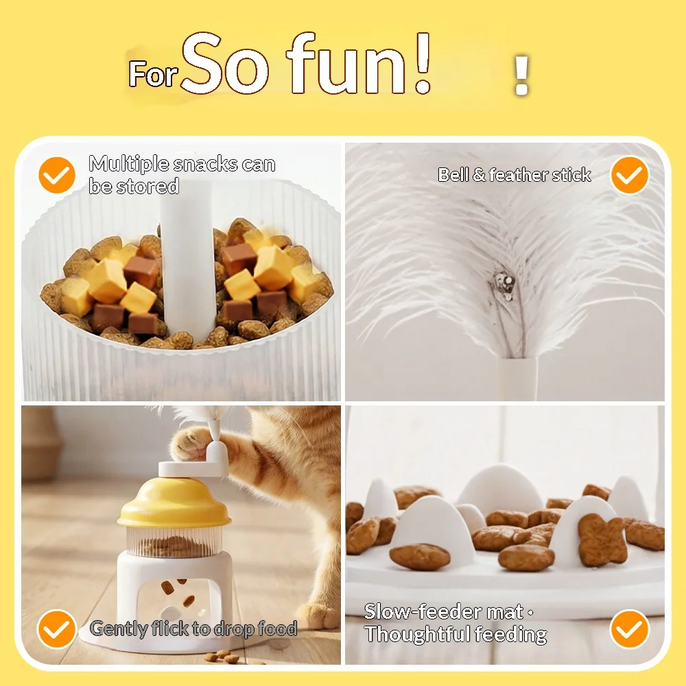 Juguete dispensador giratorio de golosinas para gatos, nuevo diseño de afeitadora de hielo, estera alimentadora lenta, juego automático, alivio del aburrimiento para diversión de mascotas