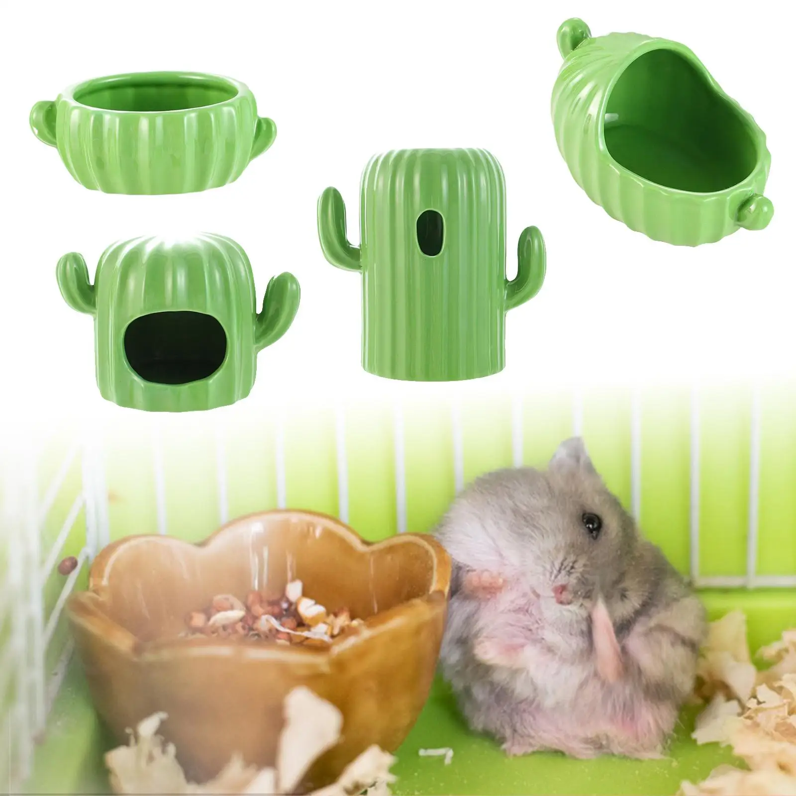 4Pcs Ceramic Hamster Hideout Small Animal Huts for Chipmunk Squirrels Ferret