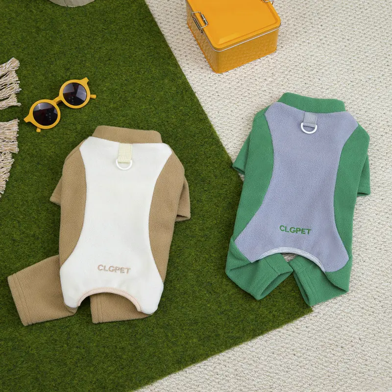 Mono de otoño e invierno para mascotas, abrigo polar de cuatro patas, camisa Base para perros, ropa para cachorros, pijamas para perros pequeños