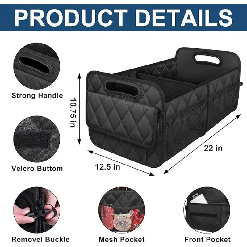 Organizador plegable para maletero de coche, caja de maletero de poliéster impermeable con capacidad de almacenamiento de 50L - imagen 4