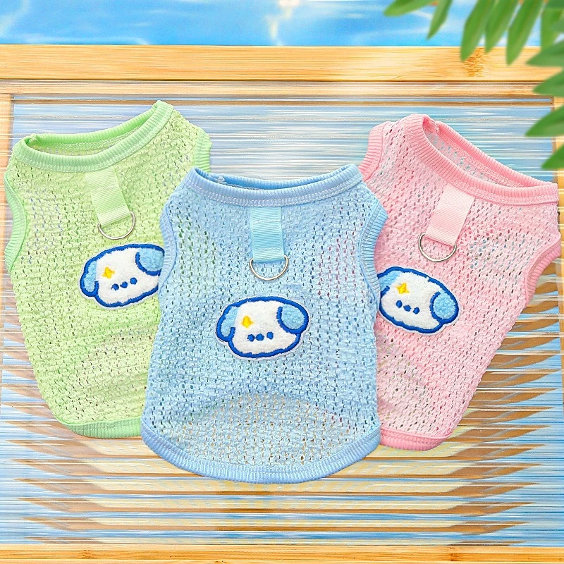 Ropa calada de dibujos animados para perros pequeños y medianos, chaleco de verano con protección UV para gatitos, transpirable, para ocio, Chihuahua, York, ropa para mascotas - imagen 2