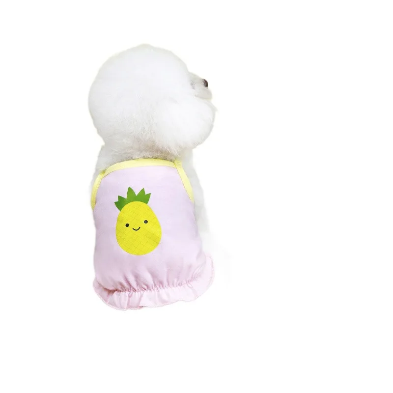 Camisola contrastante de primavera para mascotas, ropa fina para perros, chaleco con estampado bonito para gatos, vestidos para perros pequeños, ropa para cachorros - imagen 5