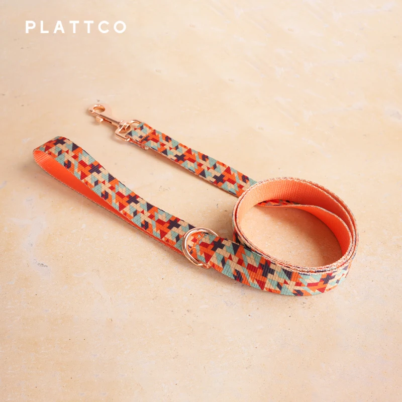 PLATTCO conjunto de perro de diseño único estampado patrón DESERT DUNES con hebilla de oro rosa de alta calidad 5 tamaños PDC310RG y PDL310RG - imagen 3