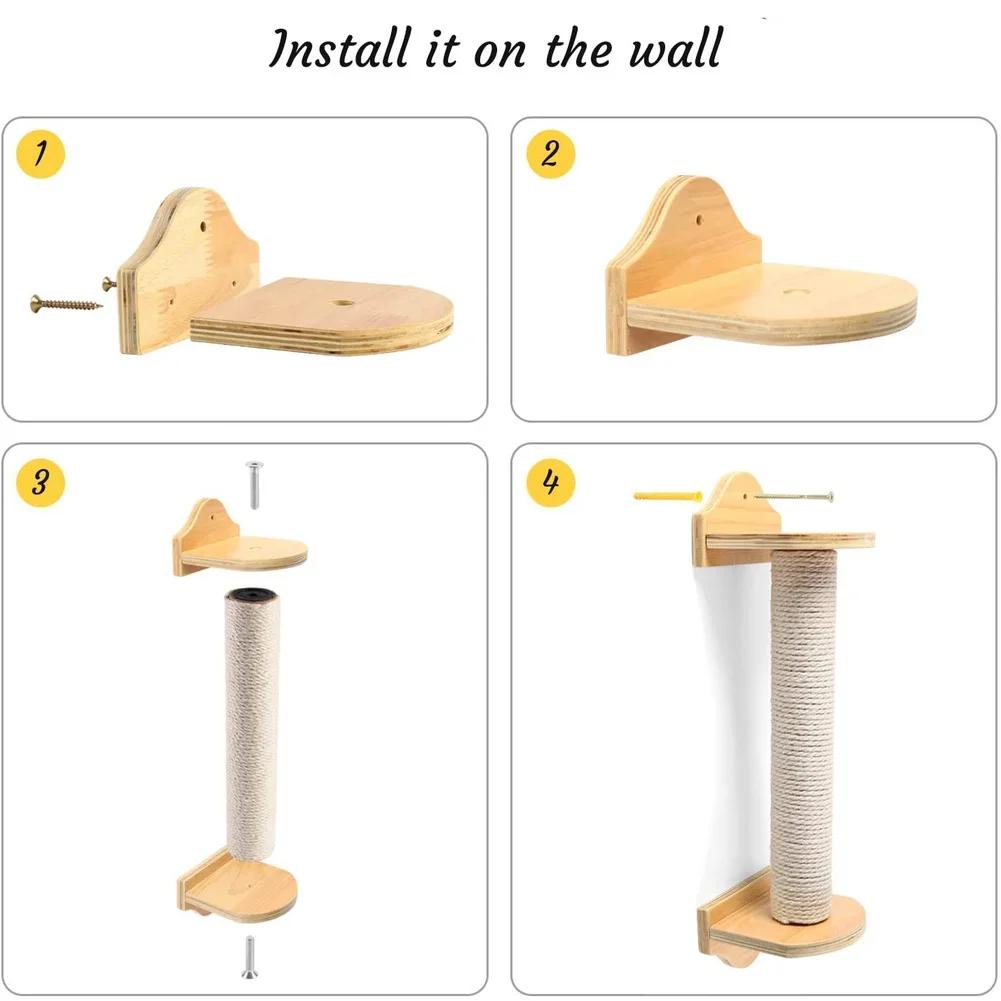Poste rascador de pared para gato, columna rascadora, marco de escalada, juguetes para mascotas, tablero rascador, rascador para gatitos, árbol de Sisal, 53cm - imagen 4