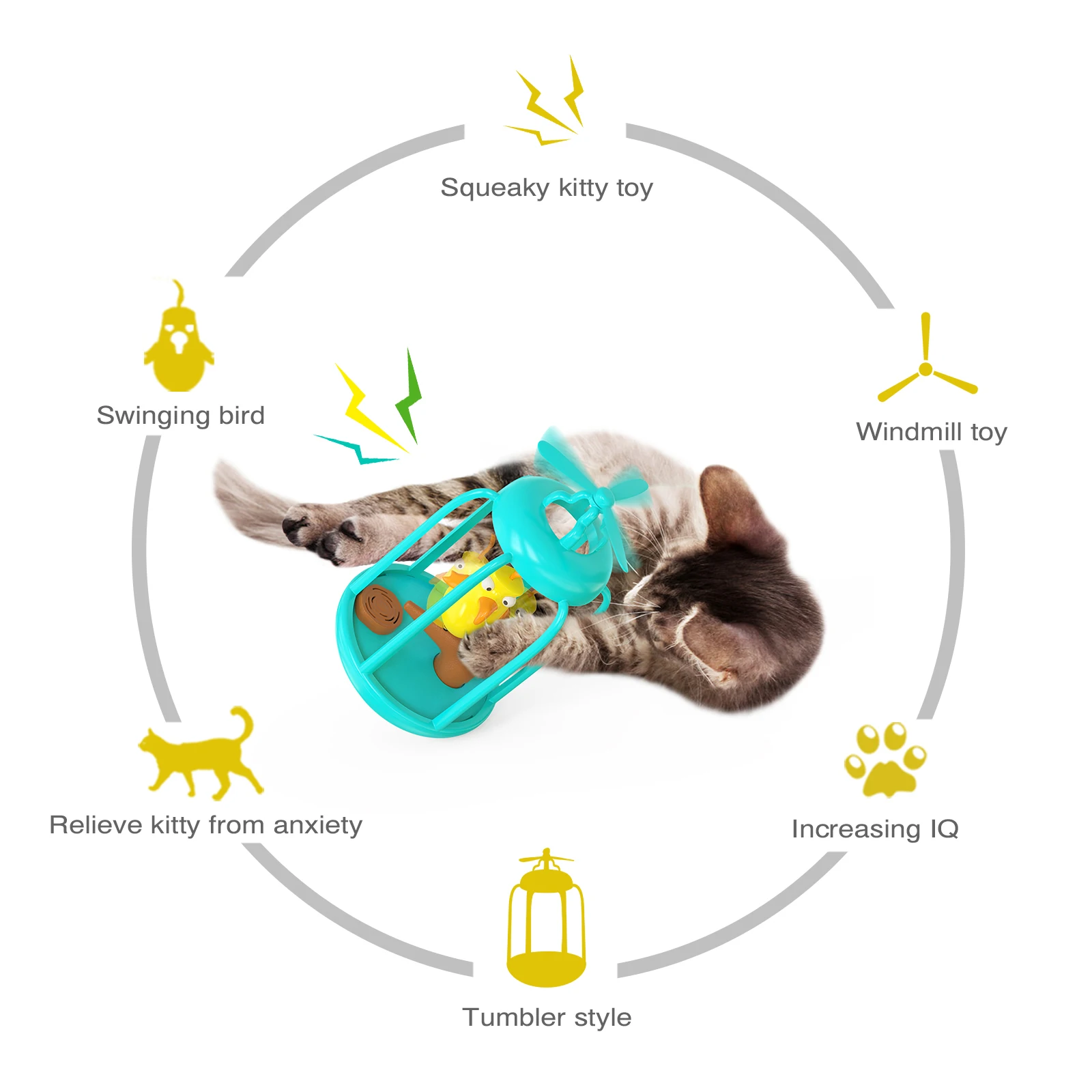 Jaula para pájaros chillona para gatos, juguete Original divertido para gatos, gatito con llamada de pájaro, columpio interactivo para perseguir productos para mascotas - imagen 2