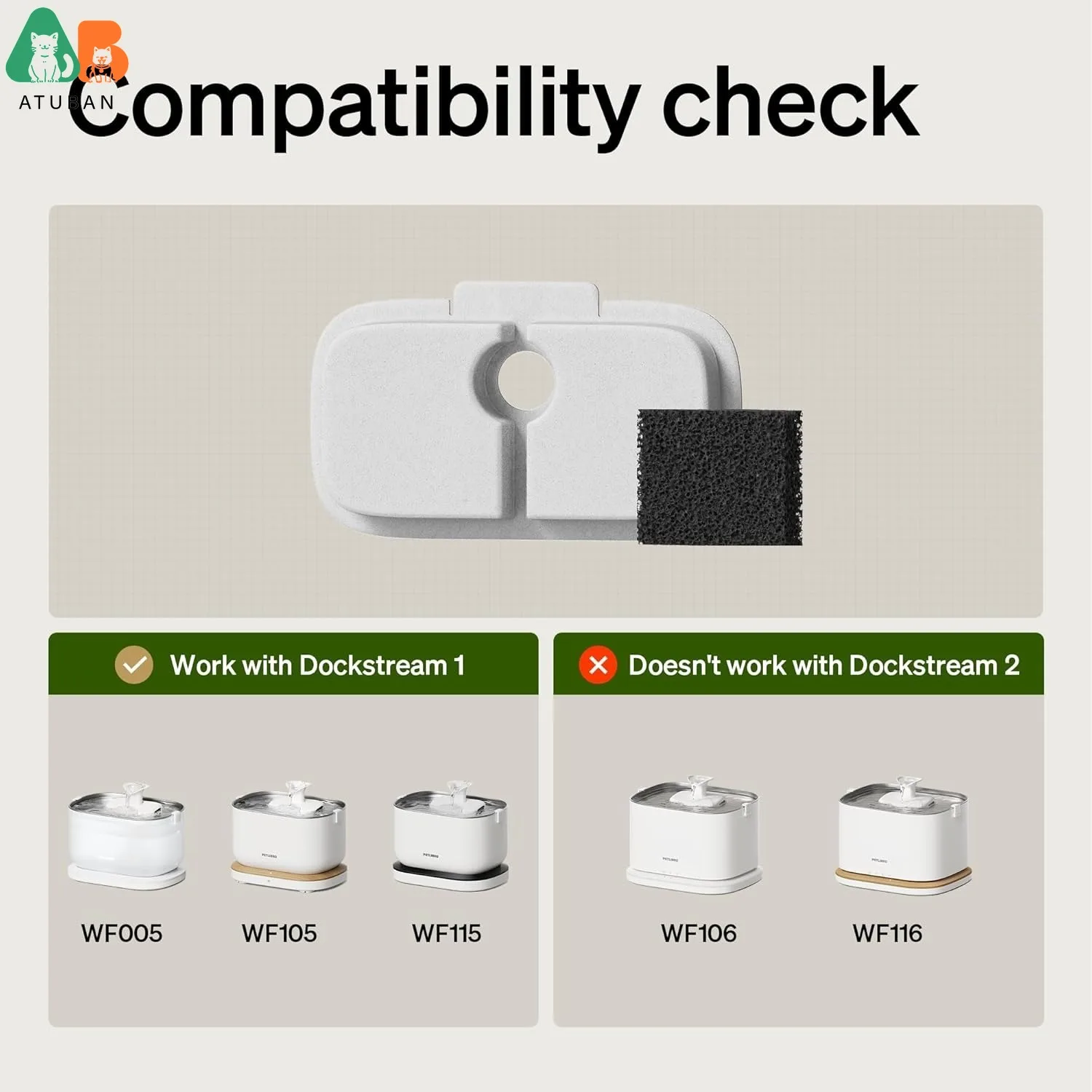 Filtros de repuesto para fuente de agua para gatos PLWF005 PLWF115 PLWF105, juego de filtros de repuesto para fuente de agua para mascotas ultra silenciosa - imagen 2