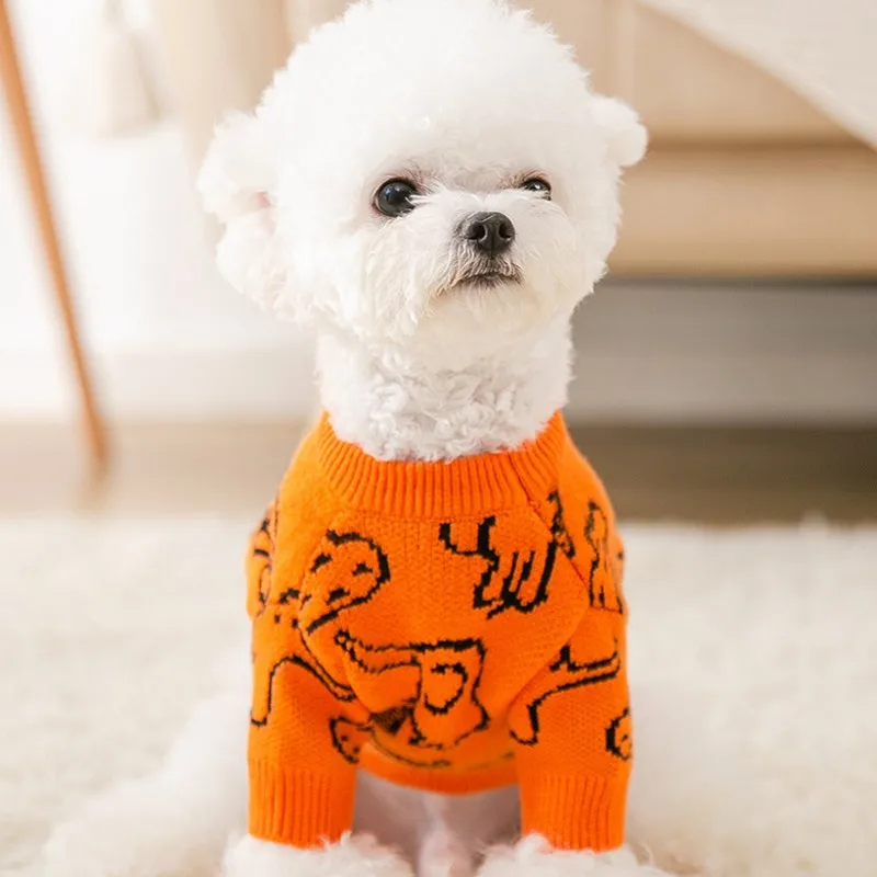 Suéter para perros con estampado de elefante, abrigo tejido para perros, ropa cálida para perros, ropa de invierno para perros, disfraz de Bichon Chihuahua, suéteres para gatos - imagen 4