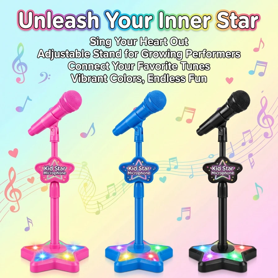 Micrófono karaoke infantil con soporte – Juguete educativo para niños - imagen 3