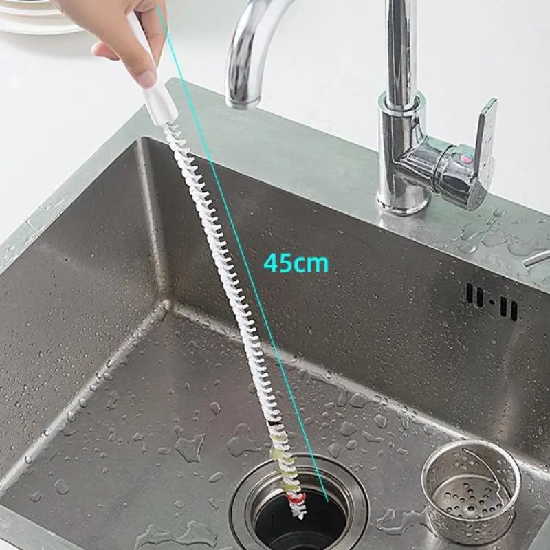 Cepillo de limpieza de alcantarillado, herramienta de dragado de tuberías, cepillo curvo para fregadero, cocina, baño, limpiador de tuberías de drenaje, tapón de zueco, removedor de agujeros, 45/60cm - imagen 4