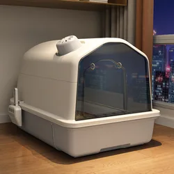 Caja de arena cerrada extragrande para gatos con filtro antiproyectiles