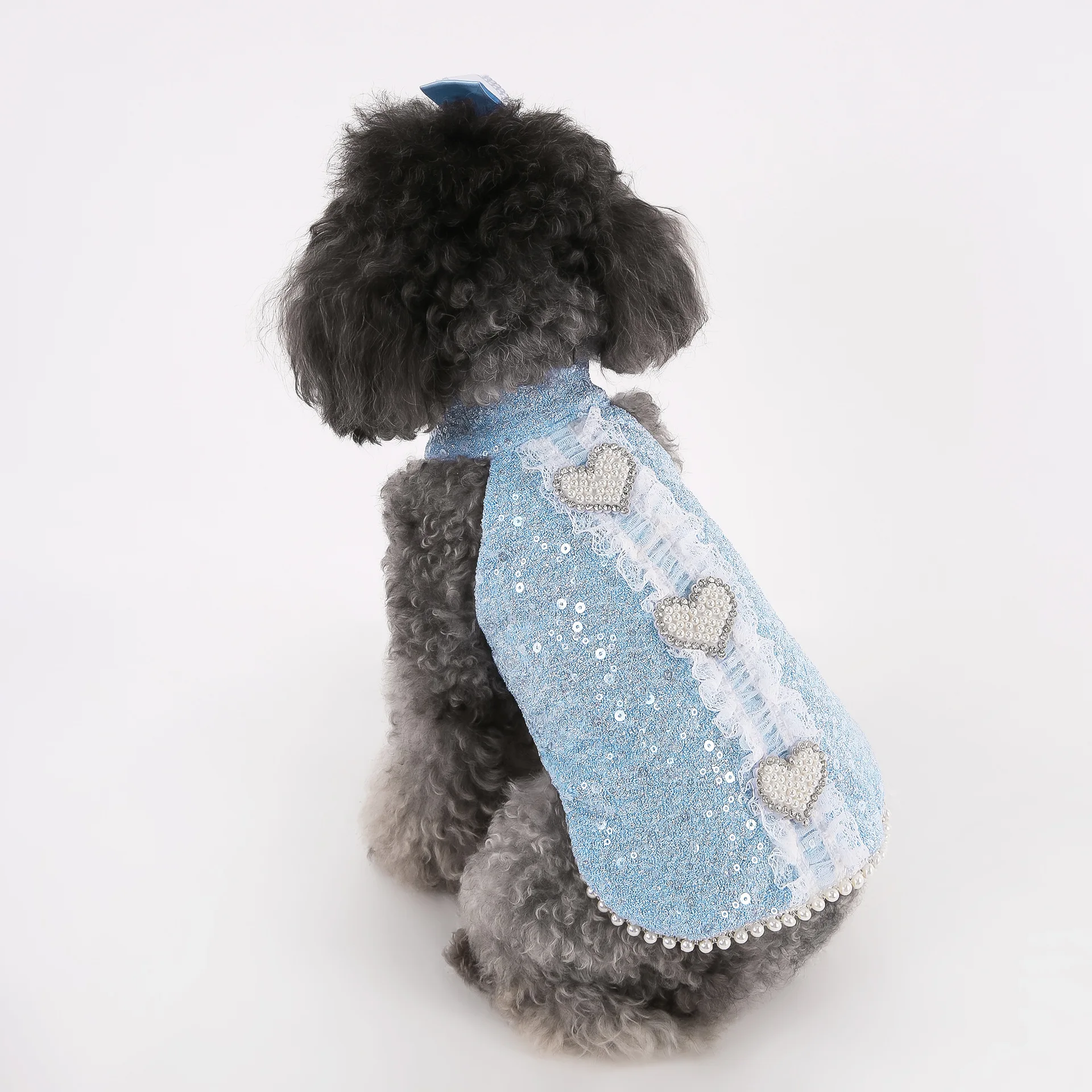 Pet primavera brillo perro perla amor camiseta sin mangas Yorkshire princesa vestido con purpurina Teddy Puff vestido cachorro ropa - imagen 2