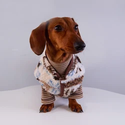 Suéter de lana suave para perros tejón, mono de invierno de manga corta con copos de nieve para perros Wiener, chaleco de invierno para perro salchicha