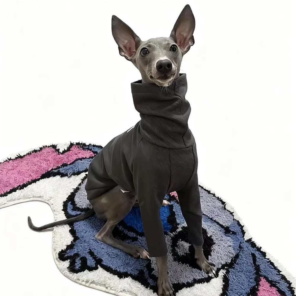 Ropa para perros galgo italiano, camiseta de cuello alto para Whippet, pijamas de algodón suaves de manga larga, abrigo rosa para Whipbit - imagen 5
