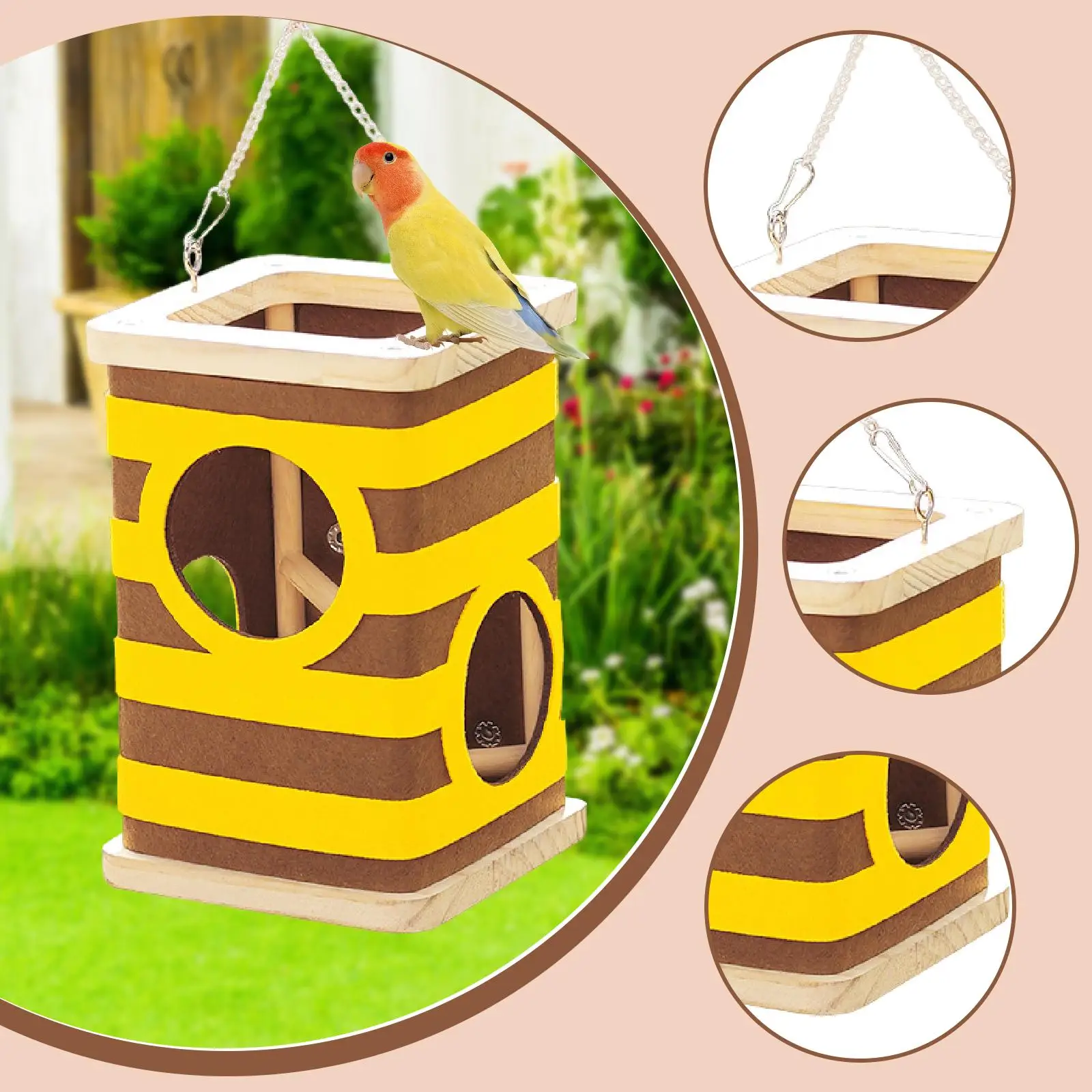 Casa de pájaros colgante, decoración del hogar, regalo, hamaca exterior, columpio, juguete, nido de pájaro para Lovebird, bolos, Conures, cacatúa, gorriones, juego - imagen 5