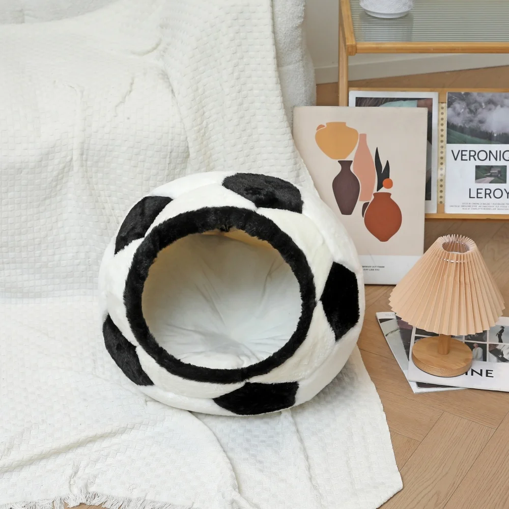 Casa para dormir creativa para gatos y perros, semicerrada, resistente al viento y cálida, ropa de cama para perros y gatos para invierno, nido para mascotas, nido para gatos - imagen 2