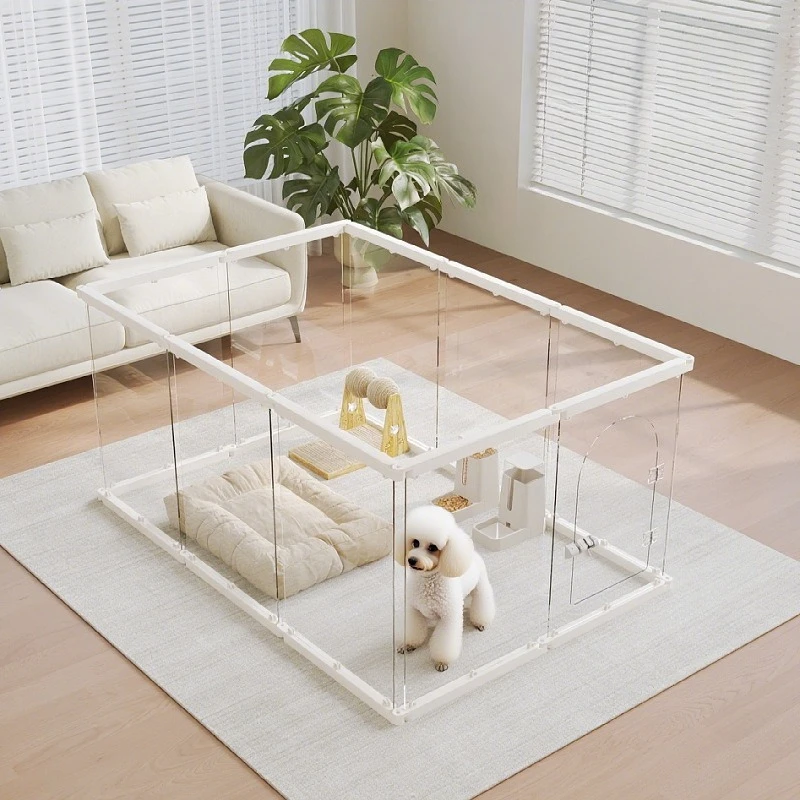 Parque infantil transparente para perros con puerta interior, valla acrílica para perros, barrera de seguridad para perros rodeados, barrera de seguridad para niños y cachorros - imagen 3