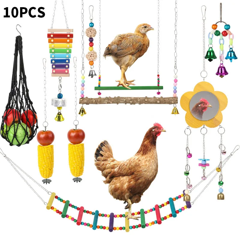 Juego combinado de juguetes para pájaros, loros, Piano, pollo, fruta, tenedor, espejo, jaula para pájaros, accesorios, productos para mascotas - imagen 2