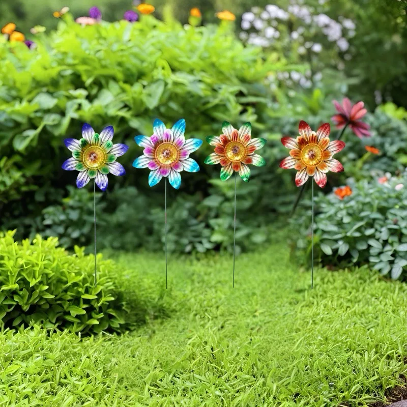 Estaca de jardin en forma de flor, adorno de hierro en 4 colores - imagen 2