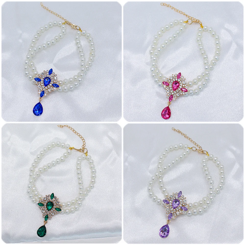 Collar de perlas con diamantes imitación para perros pequeños y gatos - imagen 3