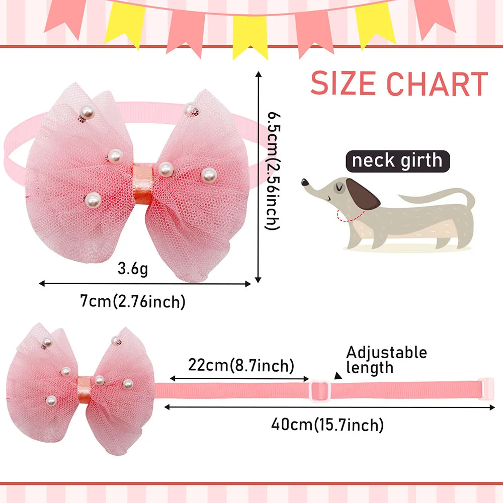 Pajarita de encaje para perros pequeños y gatos, accesorios de aseo para mascotas, 50 unidades - imagen 3