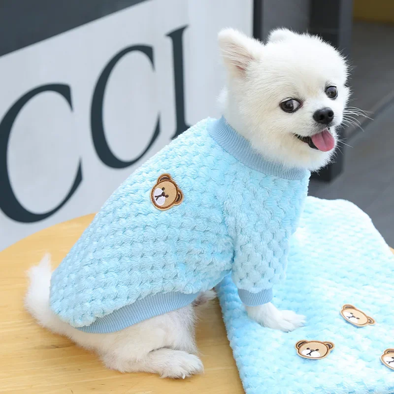 Ropa cálida de invierno para mascotas, jersey para cachorros y gatos pequeños, chaleco de lana suave para Chihuahua, disfraz de Bulldog Francés, chaqueta Yorkie Pug - imagen 2