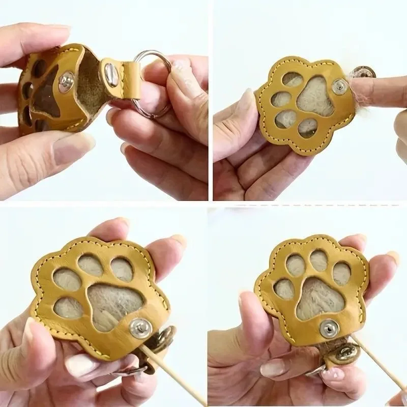 Llavero de cuero con pelo – Recuerdo personalizado para gato y perro - imagen 4