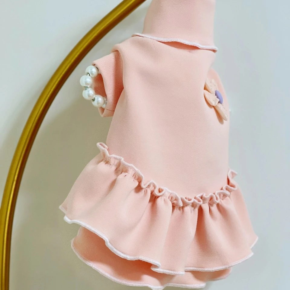 Abrigo Base de otoño e invierno para mascotas, vestido Floral dulce con cuello alto para gatos, ropa para perros pequeños, ropa para cachorros - imagen 2