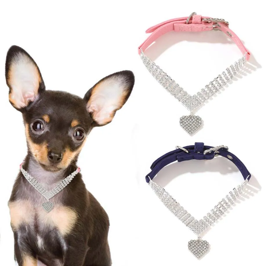 Collar de lujo con diamantes de imitación para perro, joyería de cristal con diamantes, accesorios de moda para mascotas para perros pequeños, cachorros y gatos
