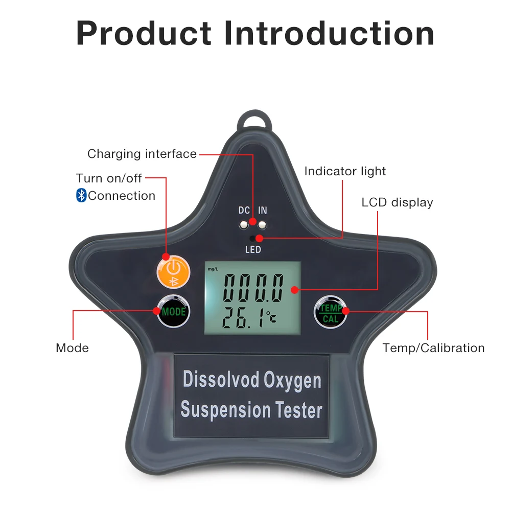 Tuya-medidor de oxígeno inteligente Dissolvod, Monitor de agua flotante con Bluetooth para piscina, pantalla LCD de 0-20mg/L DO, analizador de calidad del agua - imagen 5