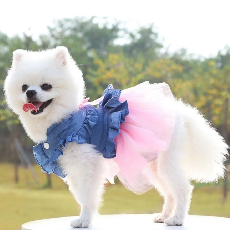 Vestido de tul para perros y gatos – Estilo princesa con lazo