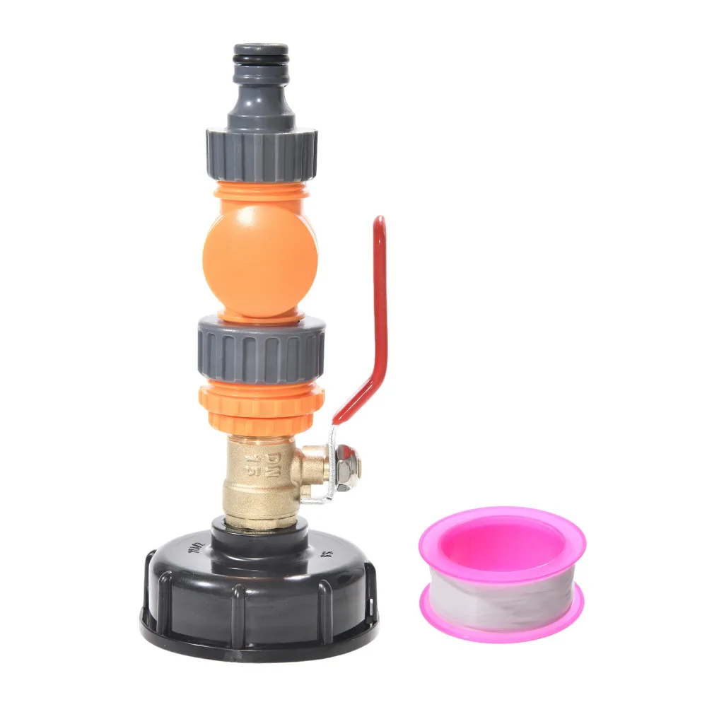 Adaptador de tanque IBC, conector de manguera de S60x6 a 16mm con válvula de grifo ajustable, conexión rápida para riego de barril de lluvia - imagen 3