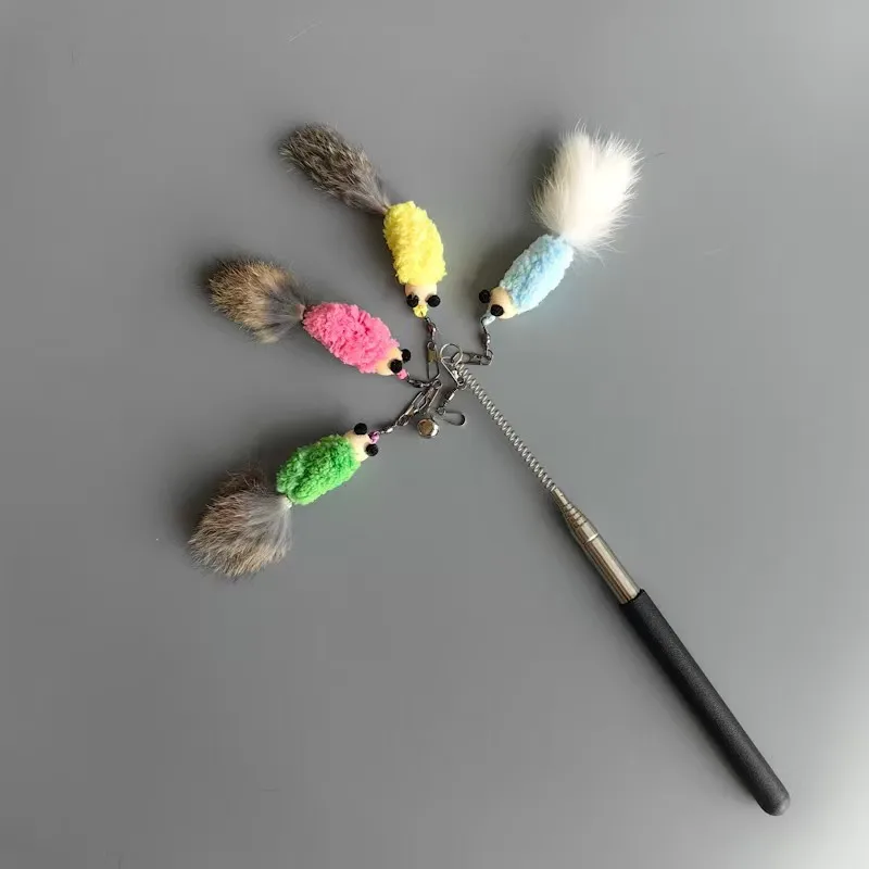 Varita interactiva con peluche de conejo para gatos – Cabezas intercambiables
