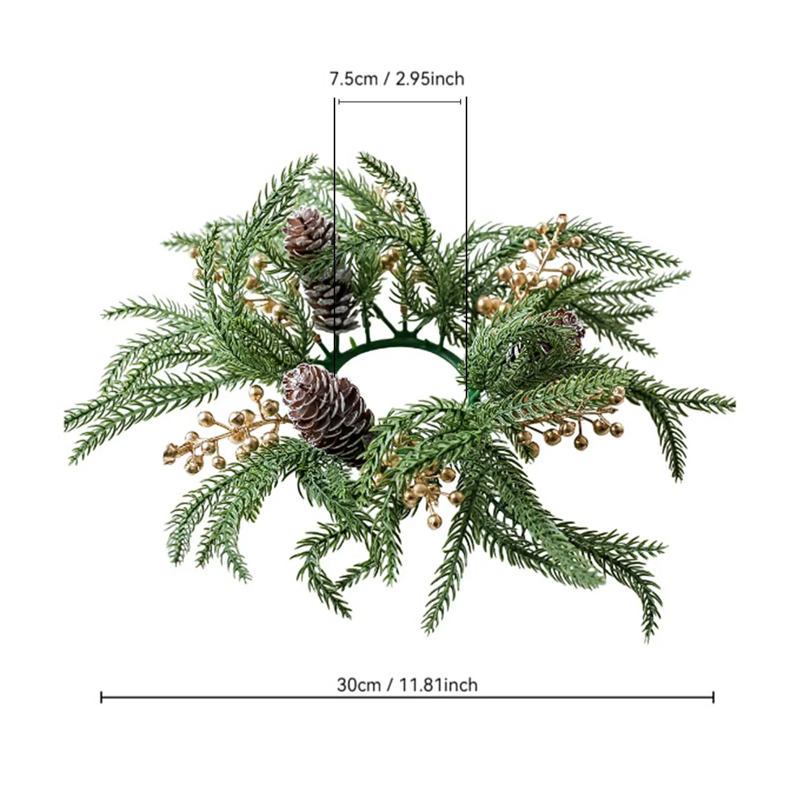 Christmas Artificial Candle Ring Wreath Creative, Decorative, Table Centerpiece Pine Needle Wreath for Holiday Living Room Desk