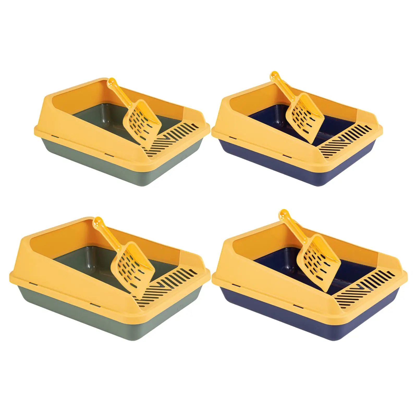 High Sided Cat Litter Box, Open Cats Litter Tray, Bedpan for All Kinds of Cats Removable Pet Cat Toilet Sand Box Front Opening