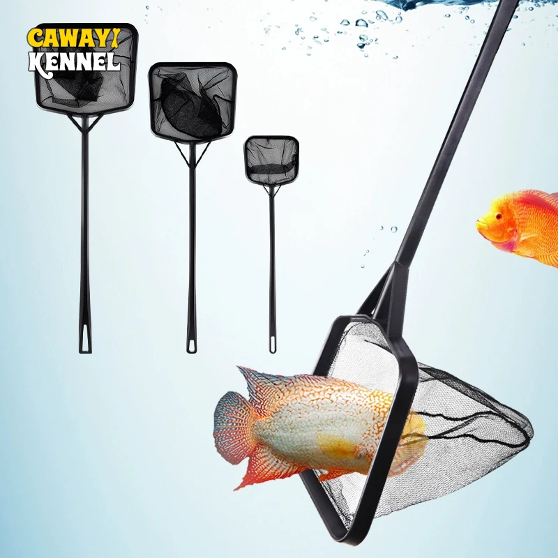 Red de pesca cuadrada para acuario, equipo de pesca con mango largo para atrapar peces ornamentales, camarones, pecera, accesorios limpios, 1 ud.