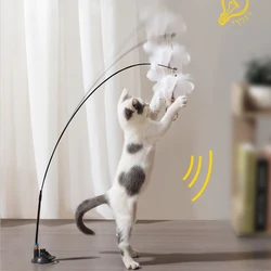 Juguete interactivo para gatos con varita de plumas y ventosa