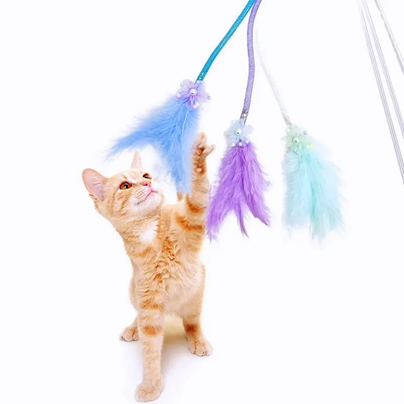 Juguete para gatos, rompecabezas de plumas para gatos, borla de malla elástica, juguetes interactivos de plumas para gatos, palo de rompecabezas con campana, productos para mascotas - imagen 5
