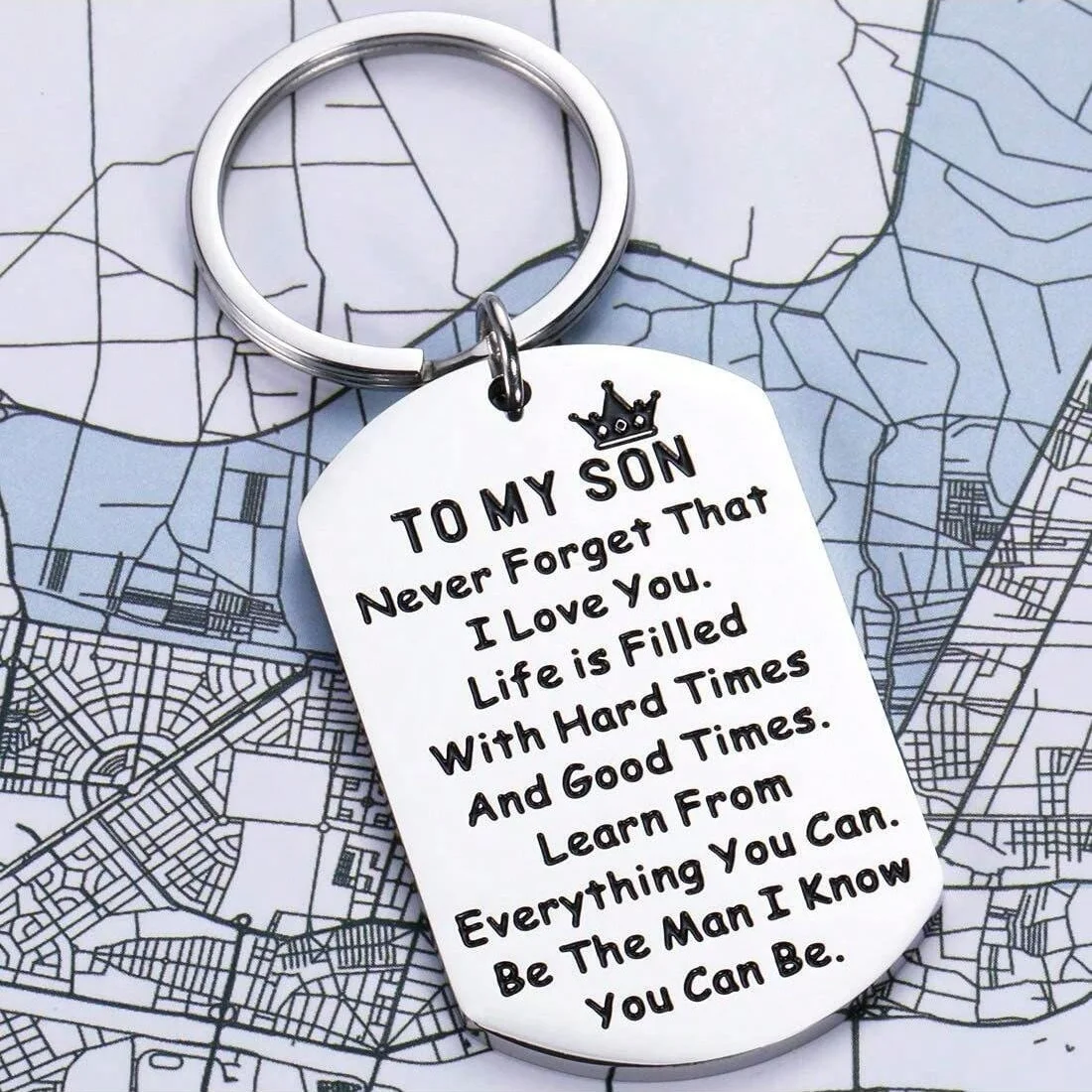 Llavero de estilo americano de acero inoxidable para la temporada de graduación, regalo inspirador para mi hijo nunca olvidar ese, 1 ud. - imagen 3