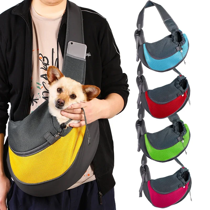Bolsa frontal para mascotas, mochila portátil para perros, bolso de hombro transpirable de malla para mascotas, bolso ajustable para viajes al aire libre, bolso portador para cachorros y mascotas - imagen 2