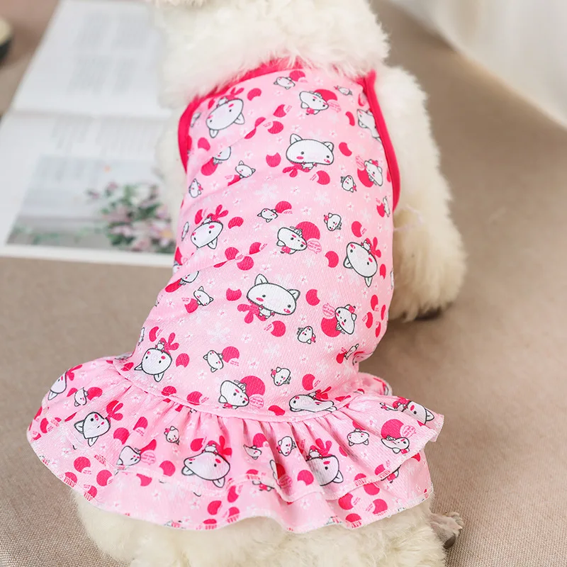 Ropa transpirable de verano para mascotas, vestido de fresa y plátano para gatos, faldas para cachorros y gatitos, ropa de princesa Sphynx para gatos - imagen 4