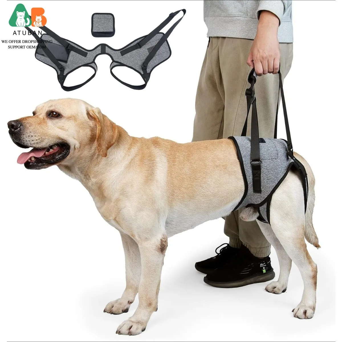 Arnés de elevación para perros mayores con patas traseras acolchadas