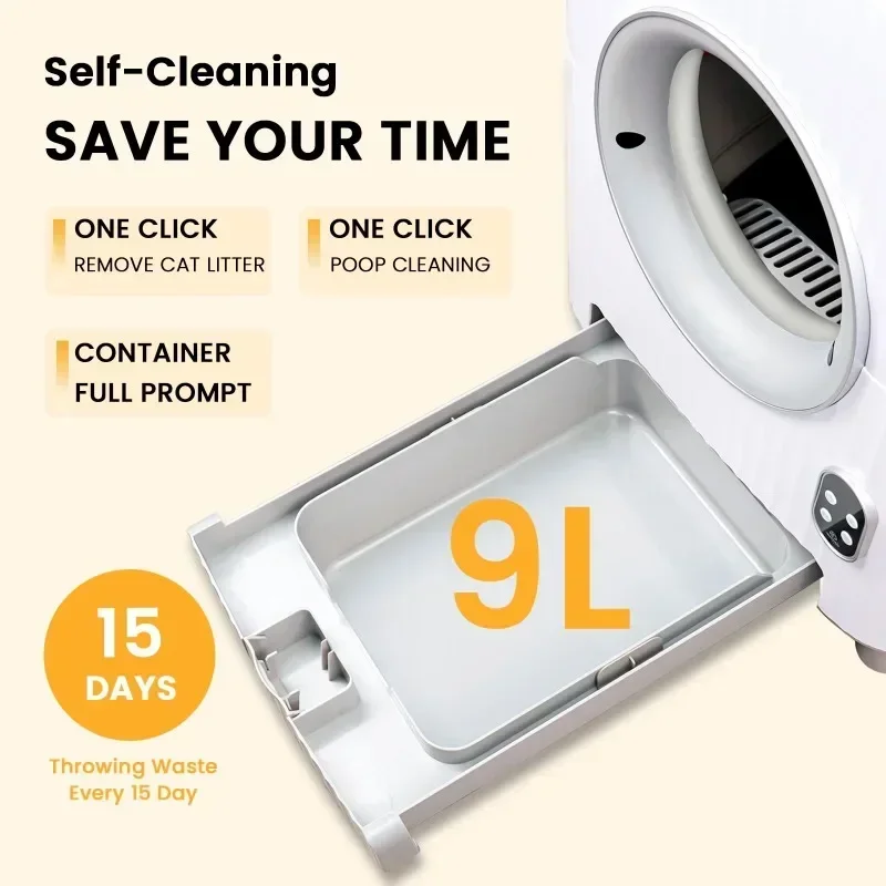 86L ไฟฟ้าประตูอัตโนมัติกล่องครอกแมวสําหรับแมวหลายตัวพร้อม Video Monitor/Anti-Pinch/กลิ่น-Removal/5G/APP Control - imagen 5