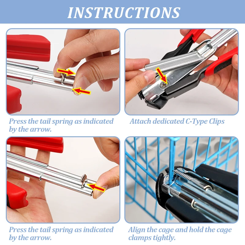 Jaula de alambre tipo C para animales, anillo de cerdo, herramientas de instalación para jaula de pistola de clavos, abrazadera para pollo, pájaro, jaula para mascotas, herramientas de instalación, hebilla de valla, herramientas de anillo - imagen 5