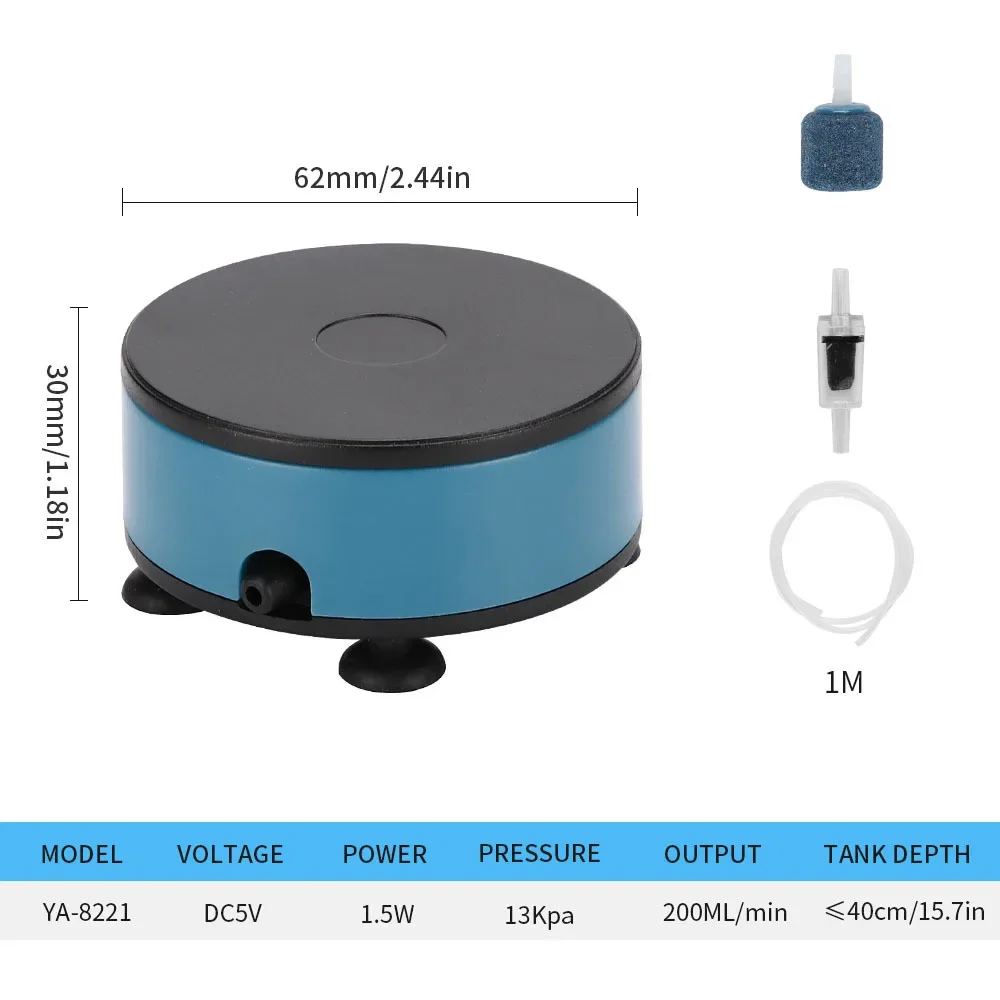 Bomba de aire y oxígeno USB para acuario – compresor compacto silencioso - imagen 2