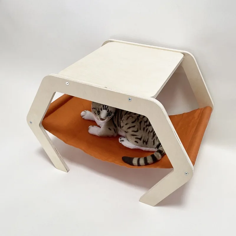 Hamaca hexagonal de madera colgante y transpirable para gatos grandes - imagen 3