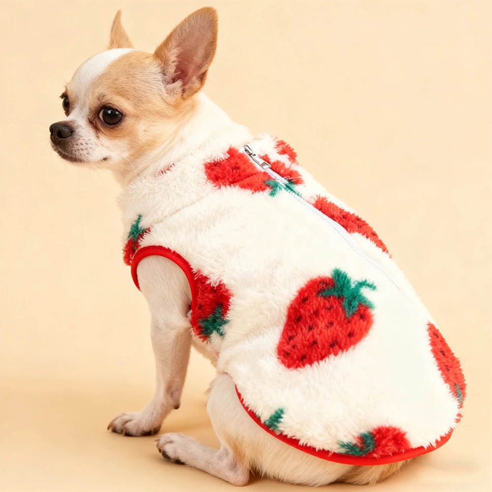 Chaqueta polar con estampado de dibujos animados para perros y cachorros, chaleco para perros pequeños, ropa cálida de invierno para mascotas, chaleco de Yorkshire maltés, ropa para mascotas - imagen 3