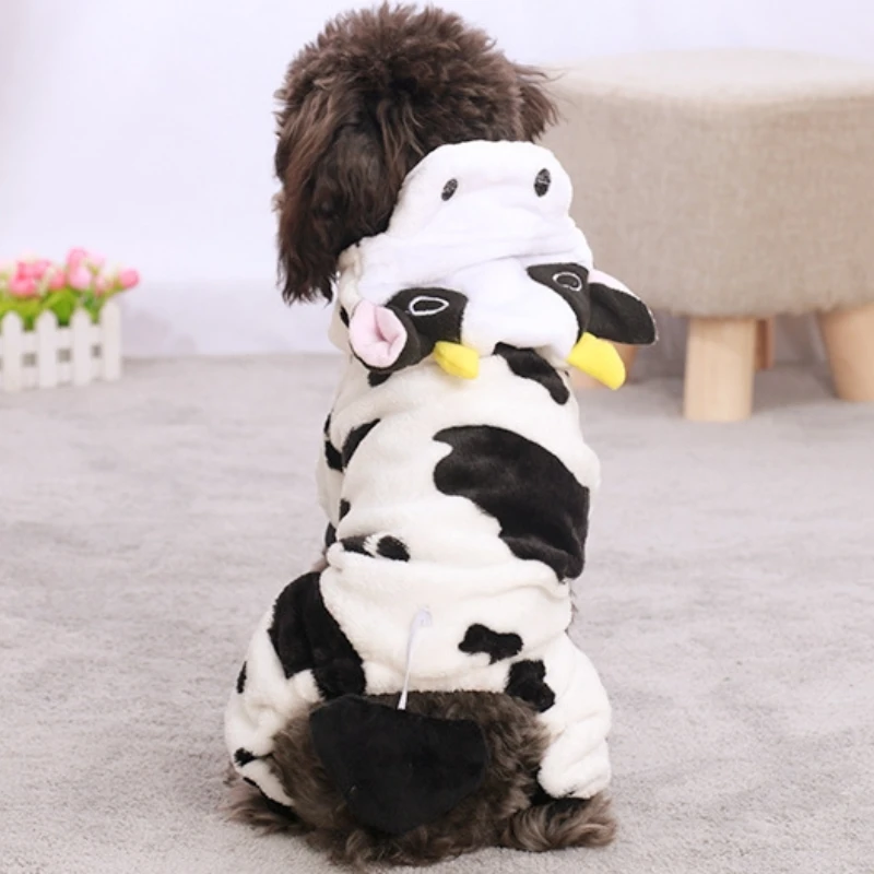 Sudaderas con capucha para mascotas de dibujos animados, disfraz de tigre, pijamas cálidos de lana para perros y gatos para otoño e invierno, lindo abrigo para el hogar para cachorros y trajes de juego de rol - imagen 3